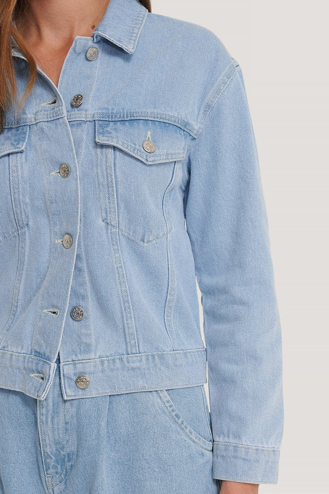 Women Light Blue Solid Jacket