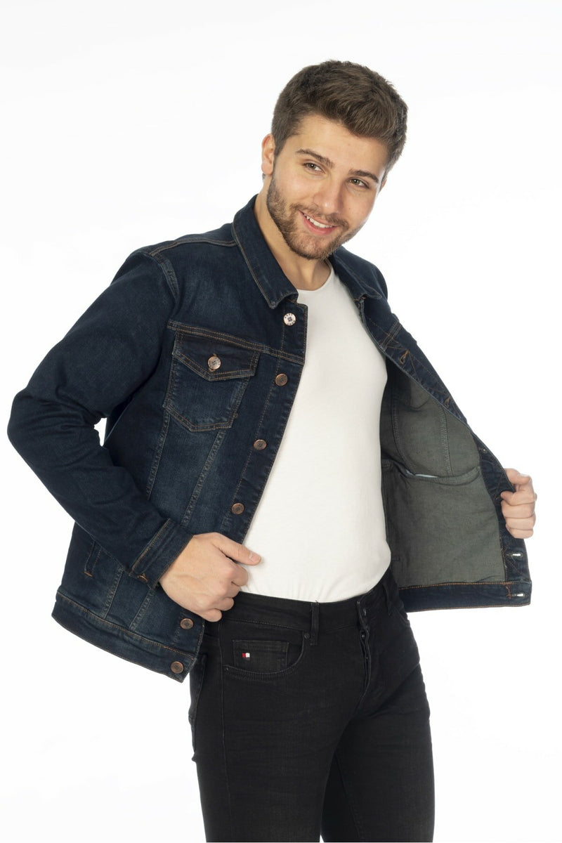 Mens Denim Jacket Stretchable Fine Lycra M Blue