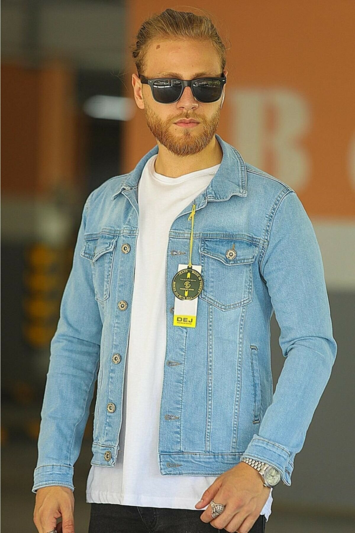 Mens Denim Jacket Stretchable Fine Lycra S Blue