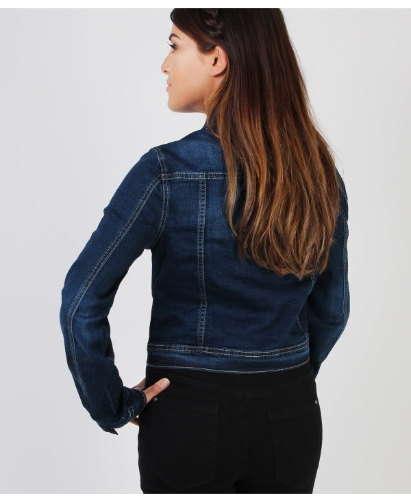 Women Dark Blue Solid Jacket  - Front View - Available in Sizes L