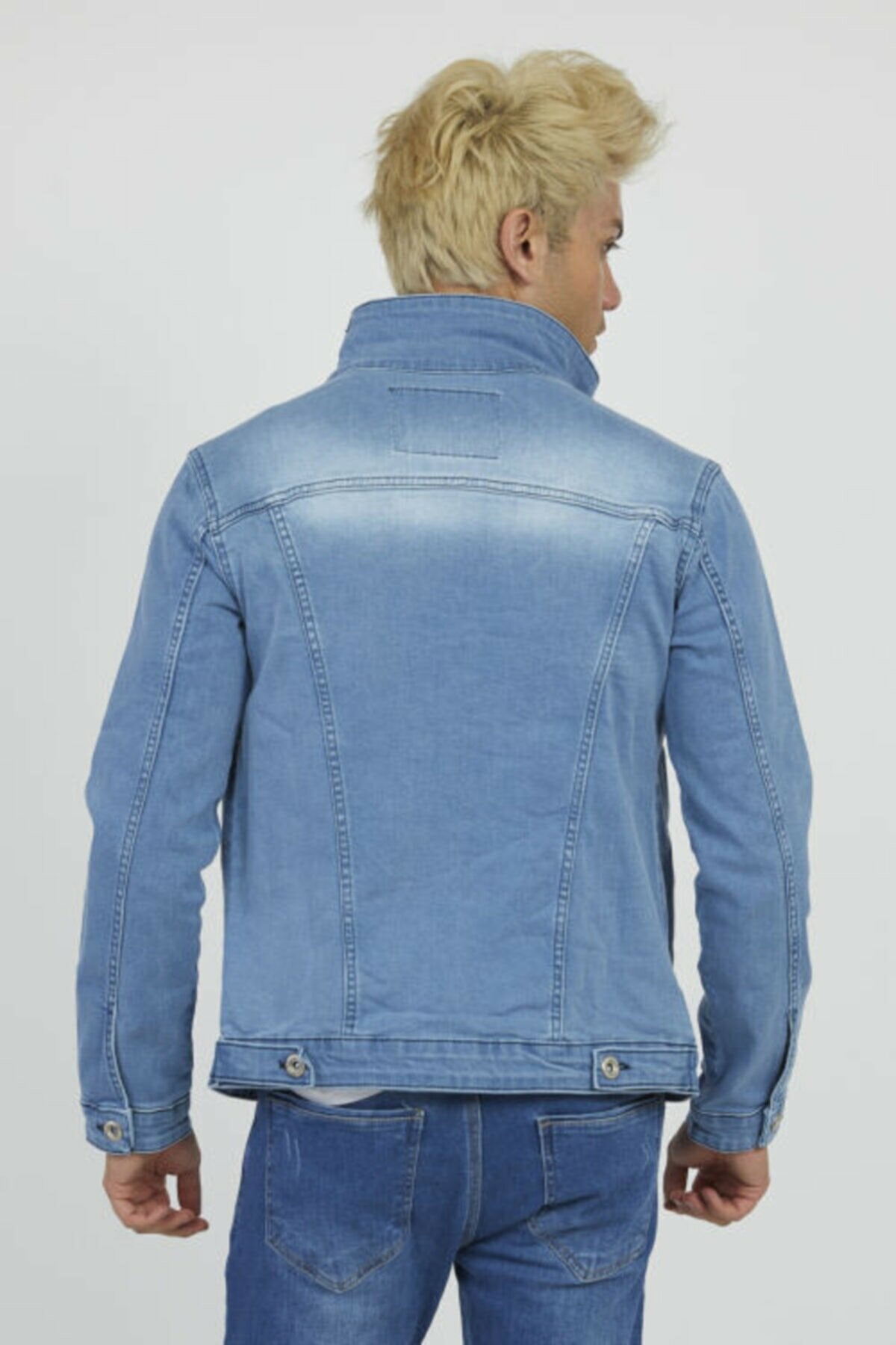 Mens Denim Jacket Stretchable Fine Lycra XL Blue