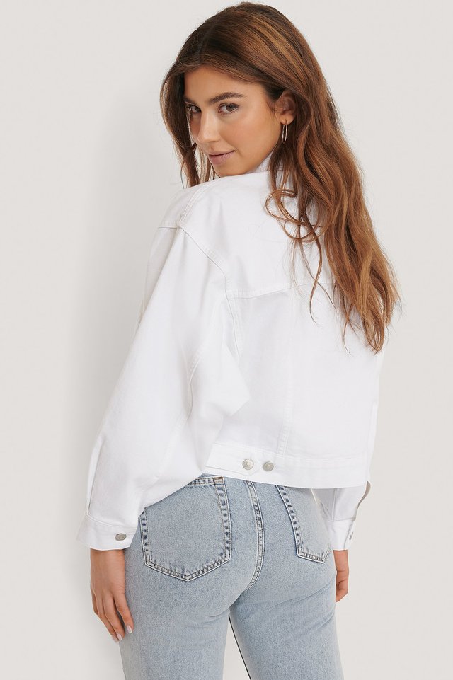 Women White Solid Jacket  - Front View - Available in Sizes XL