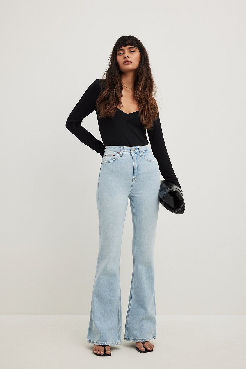 Flared High Waist Jeans For Womens