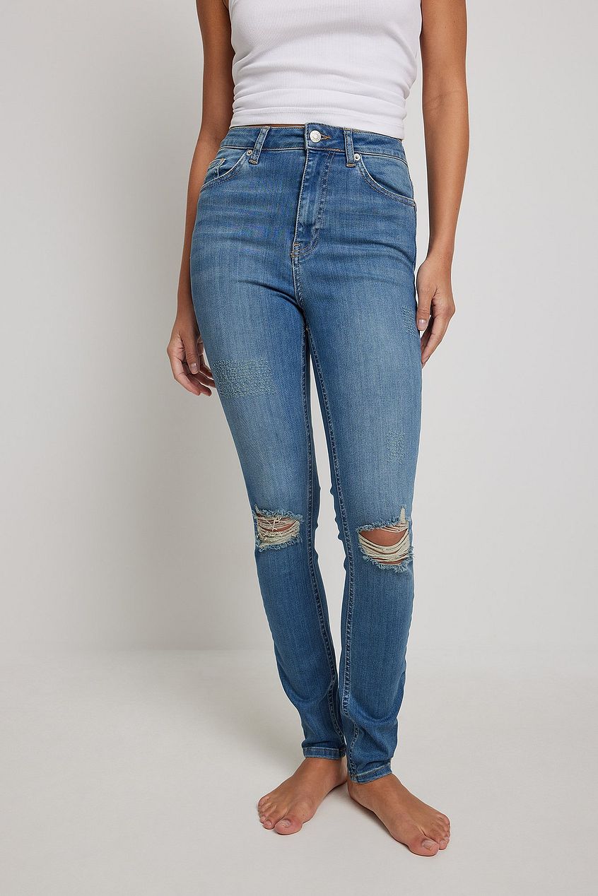 Skinny High Waist Destroyed Jeans For Womens