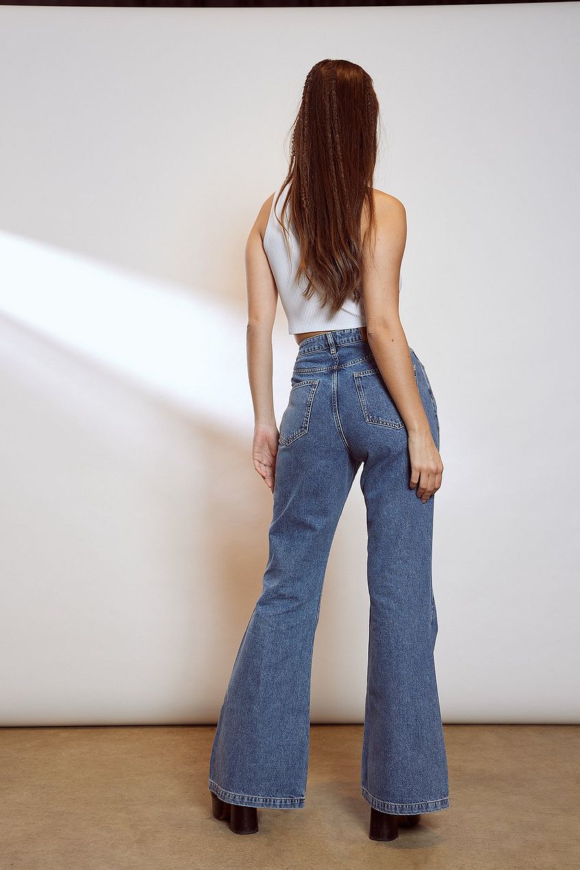 Recycled Wide Leg Flared Denim For Womens